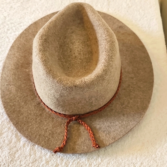 NWT Treasure & Bond Double -Braid Wool Felt Fedora Adjustable Hat Beige One Size - Picture 2 of 14